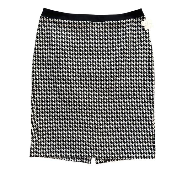 Talbots Pencil Skirt Women's Sz 6 Black white Houndstooth cotton blend preppy - Picture 1 of 14